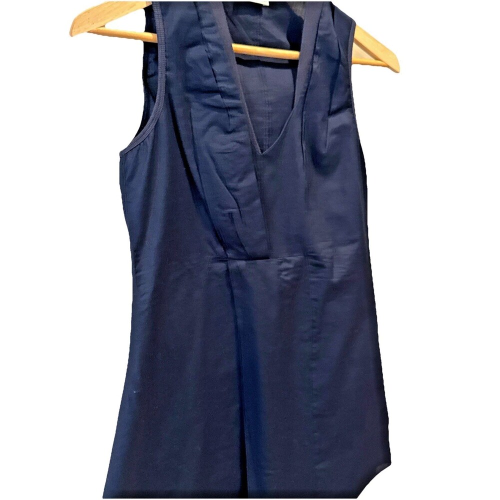 Brunello Cucinelli Blue Tunic Sleeveless V Neck Blouse S Quiet Luxury Cotton - Picture 12 of 14